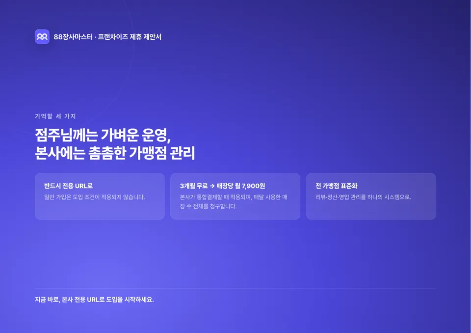 88장사마스터 프랜차이즈 제안서 17쪽
